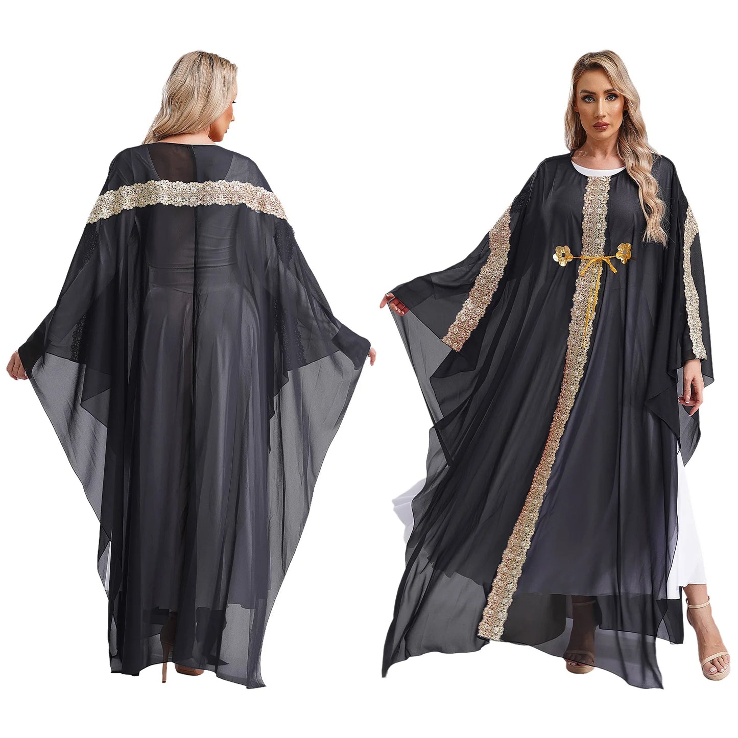 Caftan Fluide Dentelle & Broderies