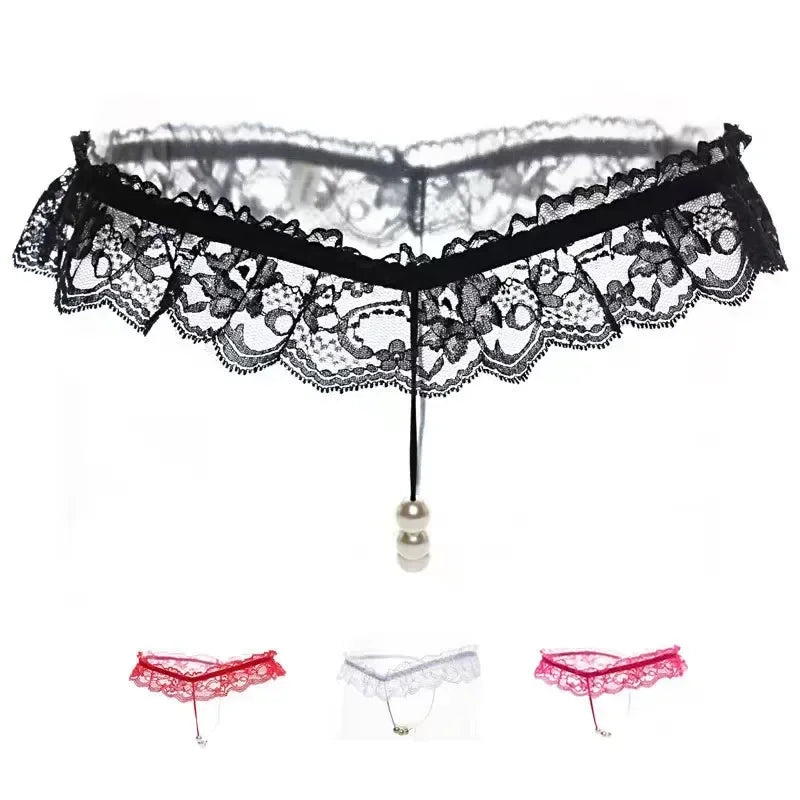 String Perles Taille Basse Dentelle