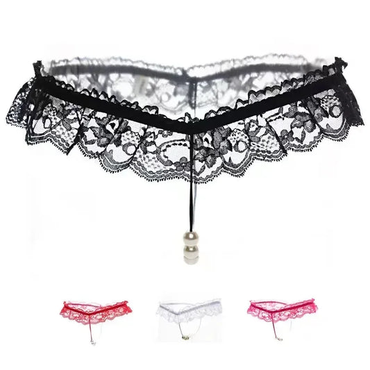 String Perles Taille Basse Dentelle
