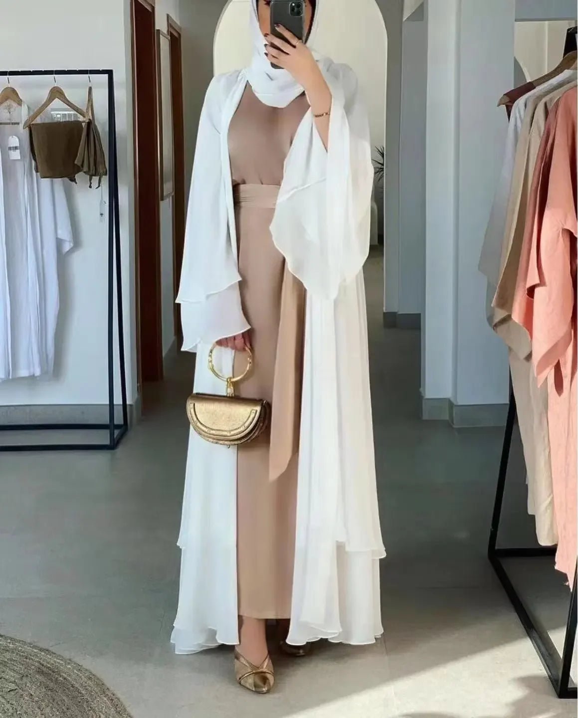 Caftan Fluide À Ceinture