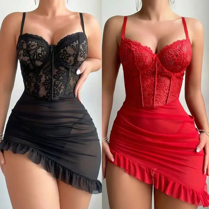 Ensemble Nuisette Transparente & Dentelle