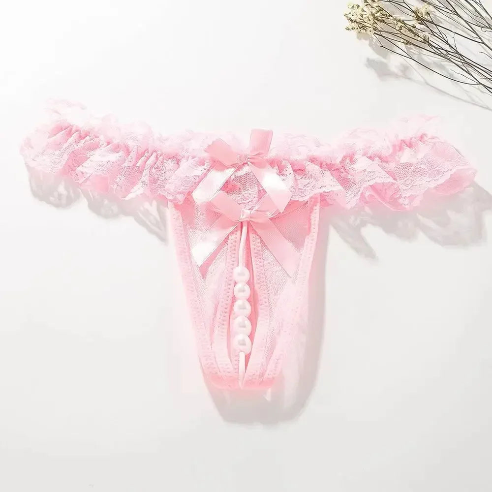 String Perles Taille Basse Dentelle