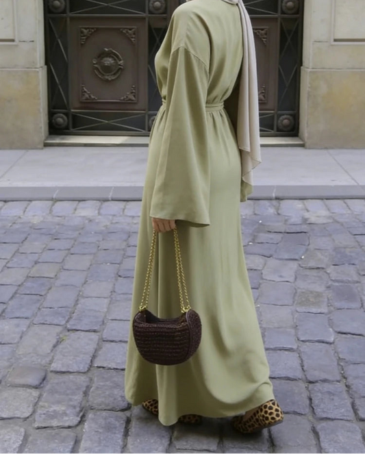Caftan Élégant À Ceinture Col Rond