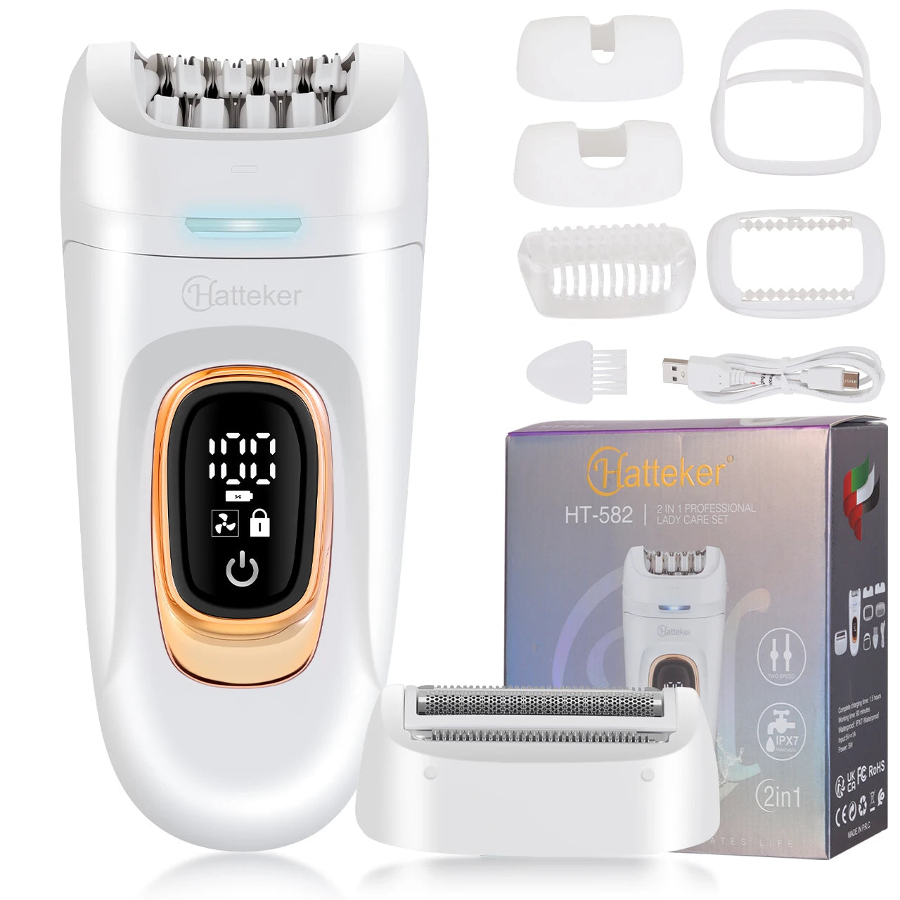 Épilateur 2-en-1 Rechargeable & Étanche