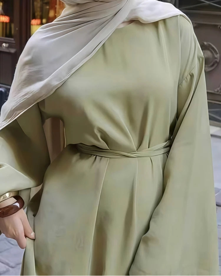 Caftan Élégant À Ceinture Col Rond