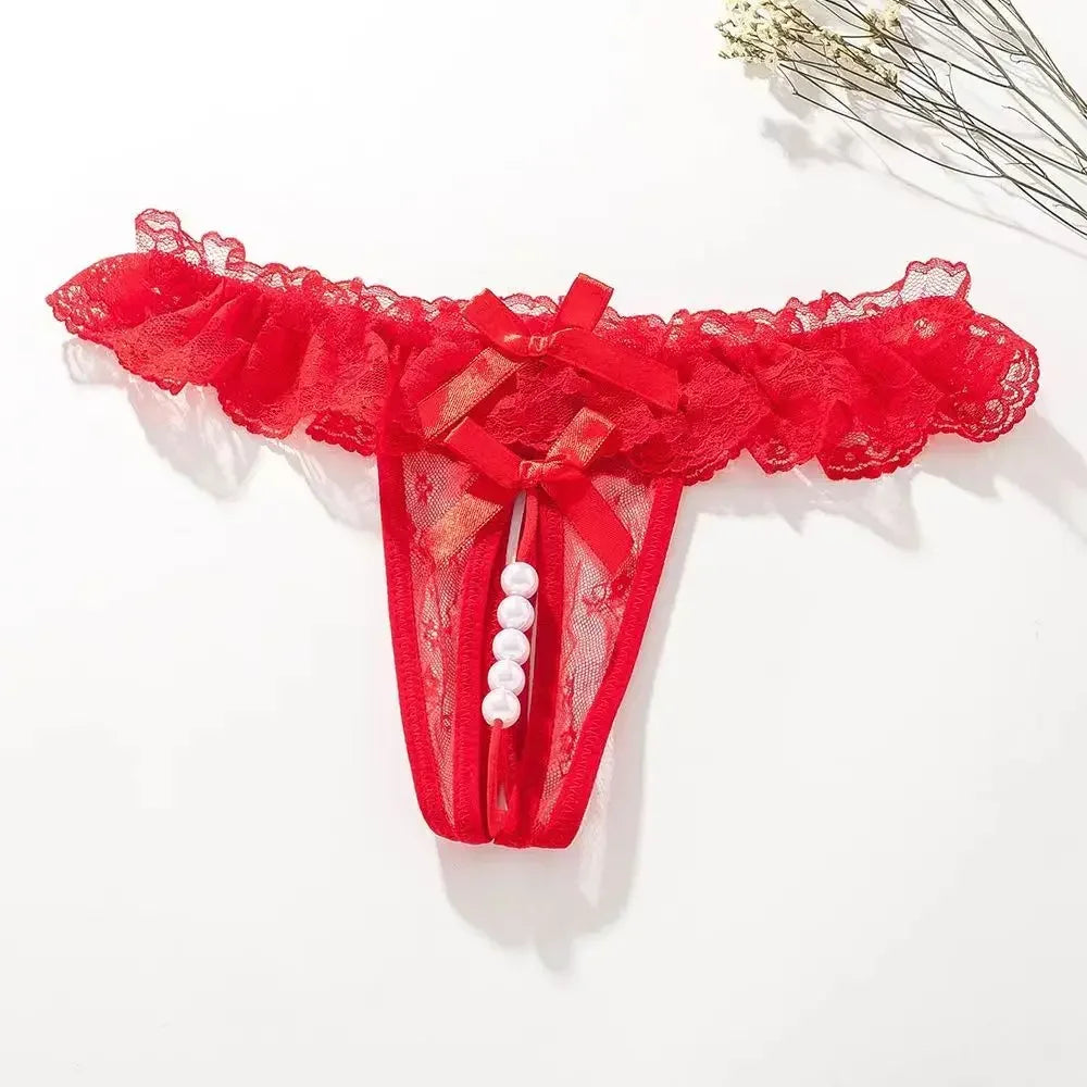 String Perles Taille Basse Dentelle