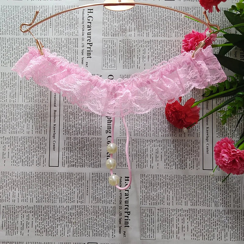 String Perles Taille Basse Dentelle