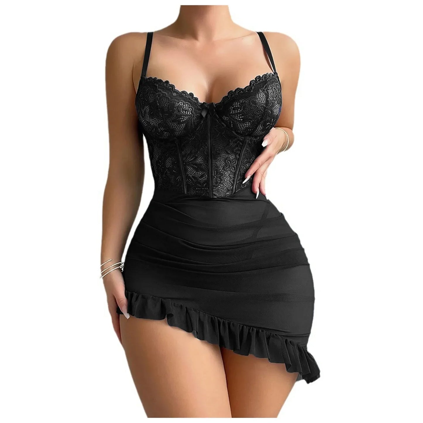 Ensemble Nuisette Transparente & Dentelle