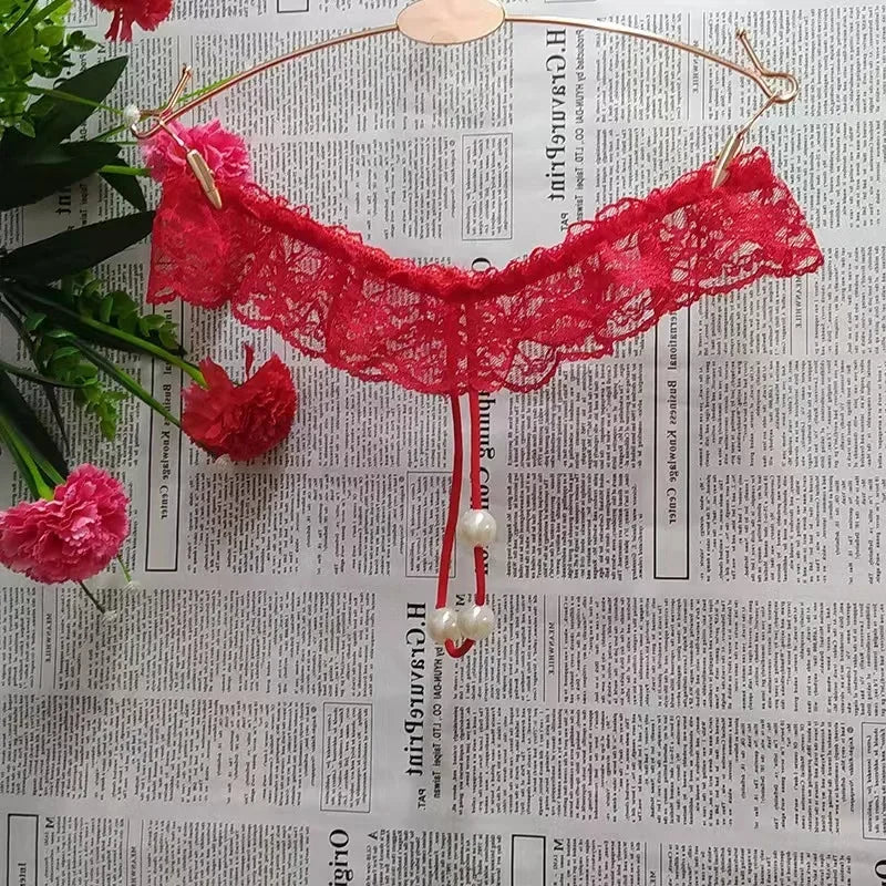 String Perles Taille Basse Dentelle